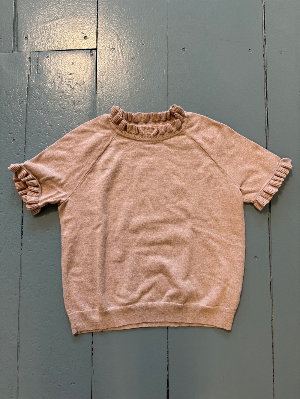 Crewcuts girls large Ruffled Short Sleeve Knit Top